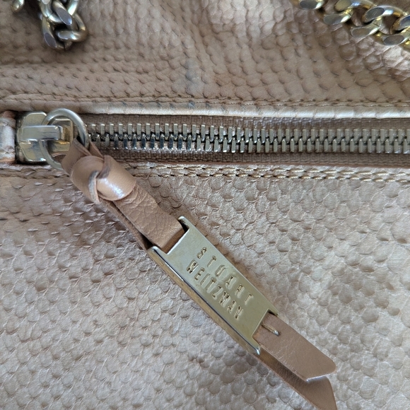 Stuart Weizman Camel Snake Skin Hobo Crossbody Bag with Gold Chain Strap - Picture 9 of 14